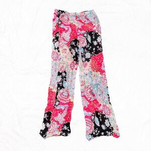 Andres Sarda Pink Black Beach Pants Floral Asian Painting Style Size S